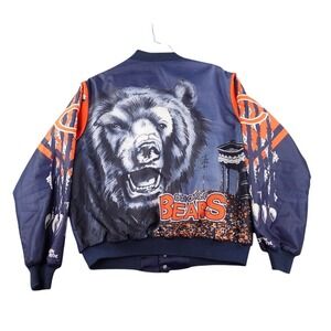 Vtg Chalk Line Chicago Bears Jacket Mens XL Satin Bomber Made USA NFL Fanimation